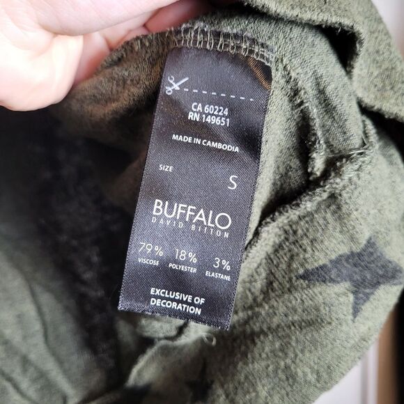 Buffalo David Bitton Green Black Star Sweatshirt Sweater Pullover Size Small - Picture 6 of 6